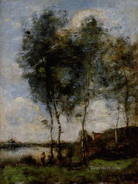 Pecheur Au Bord De La Riviere 外光のロマン主義 ジャン・バティスト・カミーユ・コロー Oil Paintings
